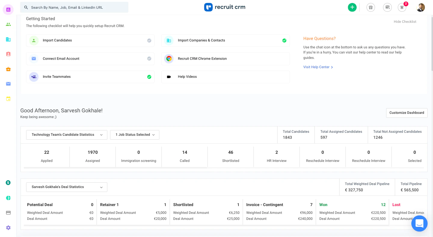 screenshot of Recruit CRM